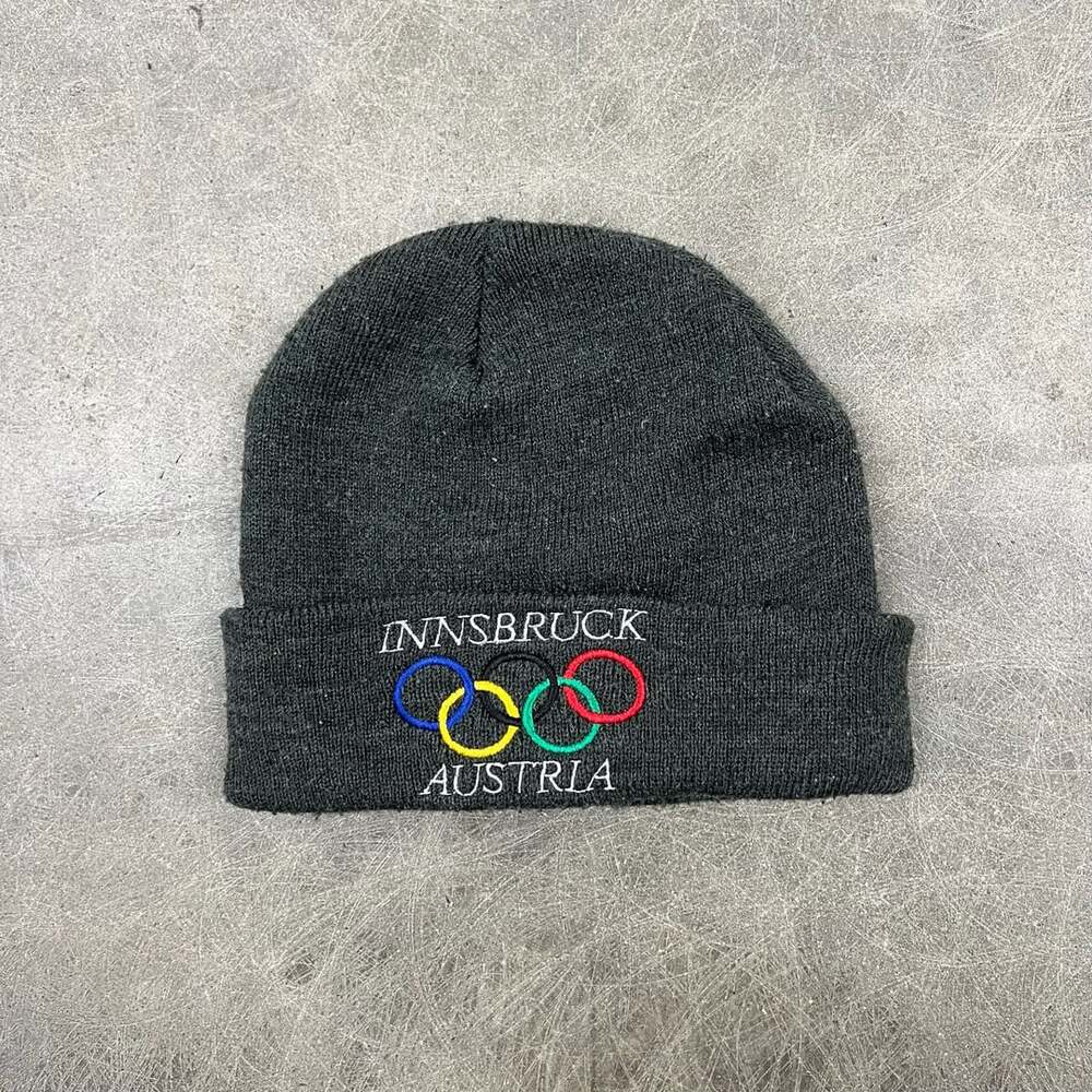 Innsbruck Austria Olympic Rings Cuffed Beanie Dark Gray
